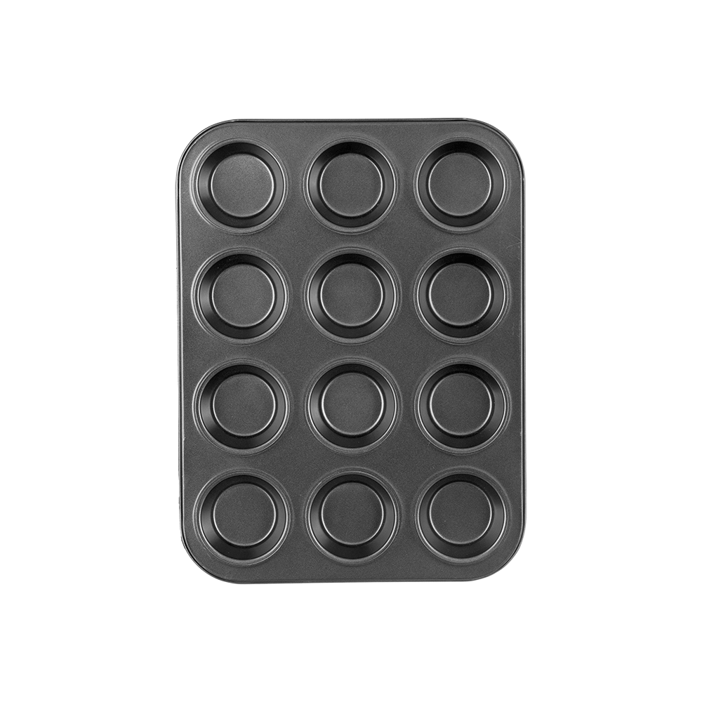 صينية خبز كب كيك دائري 12 قالب - أسود