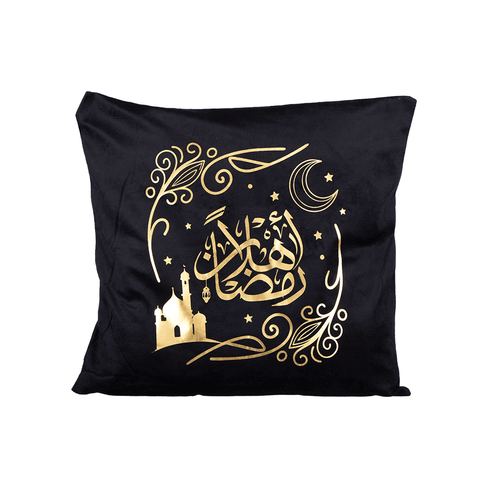 تلبيسة مخدة بعبارة رمضان كريم  مقاس 40 سم - اسود