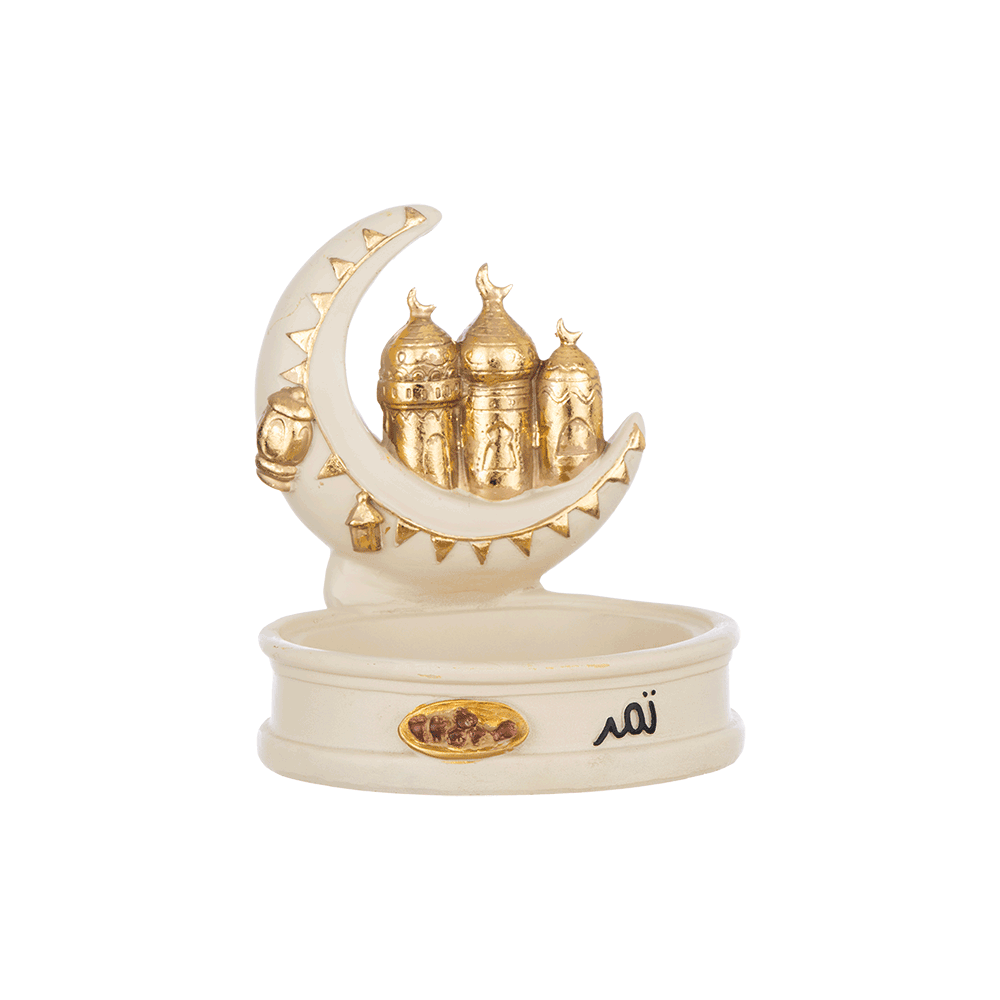 صحن تقديم تمر سيراميك بشكل هلال  - 15 سم