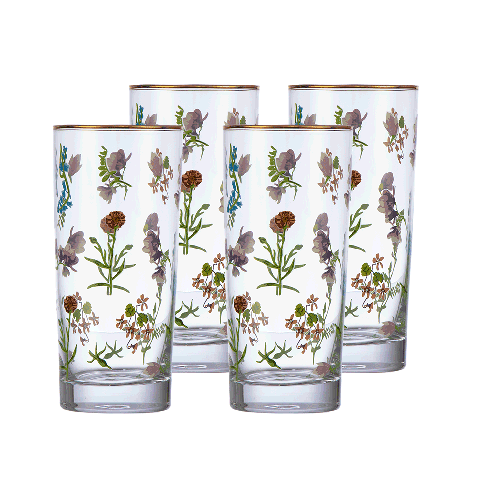 طقم قلاصات عصير داني هوم بسعة 345 مل وبنقوش موردة - تركوازي