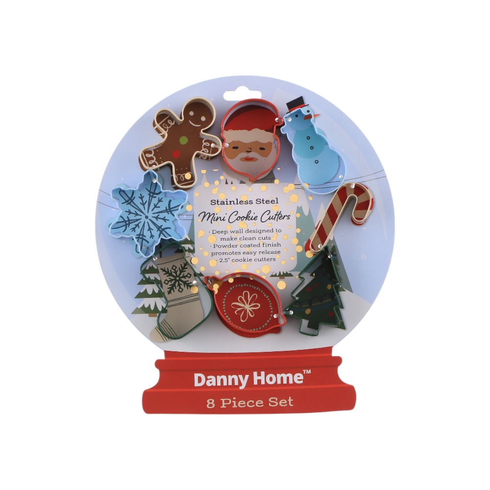 طقم قوالب بسكويت داني هوم ستانلس ستيل ومكون من 8 قطع - فضي
