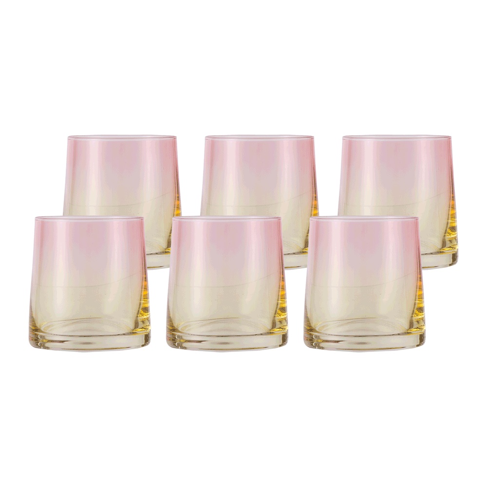 طقم قلاصات عصير داني هوم زجاجية بسعة 280 مل - زهري فاتح