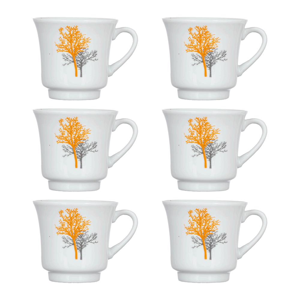 طقم اكواب شاي سيدار سيراميك - 6 قطع