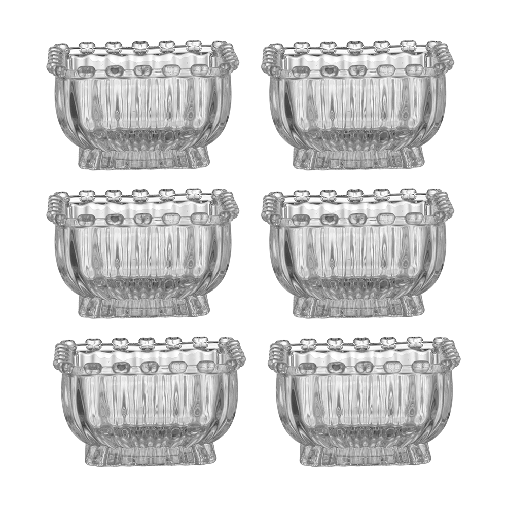 طقم مطايب زجاجية مربعة  حجم 10 سم - 6 قطع