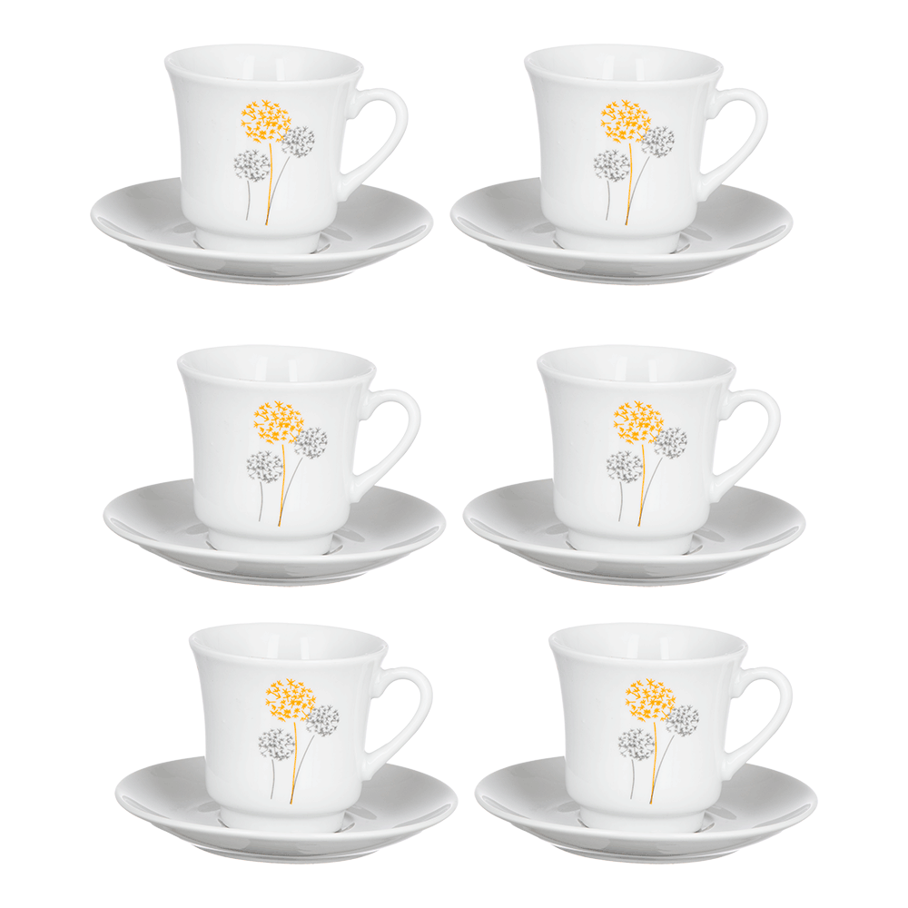 طقم اكواب شاي سيدار سيراميك مع الصحون  - 12 قطع