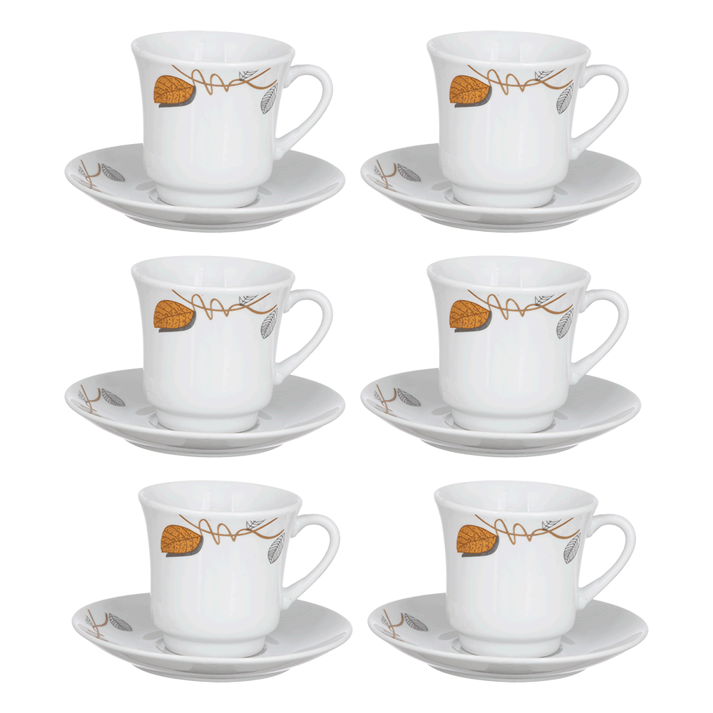 طقم اكواب شاي سيدار سيراميك مع الصحون  - 12 قطع