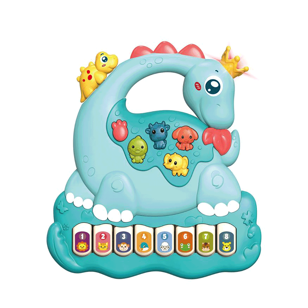بيانو أورغ تعليمي للأطفال سام توي سي إن بشكل ديناصور كرتوني - أزرق