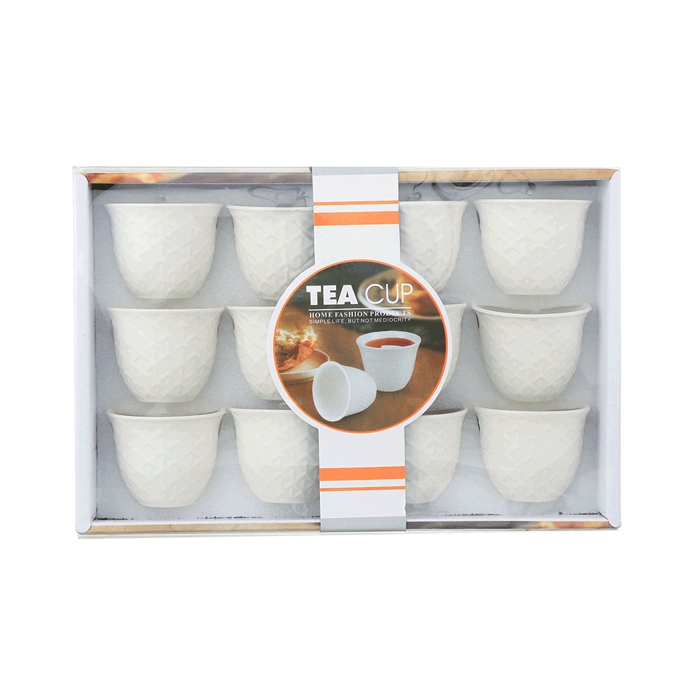 طقم فنجان قهوة سيراميك بنقوش هندسية - 50 مل