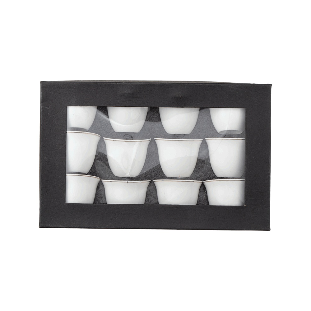 طقم فنجان قهوة سيراميك بإطار ذهبي - 40 مل