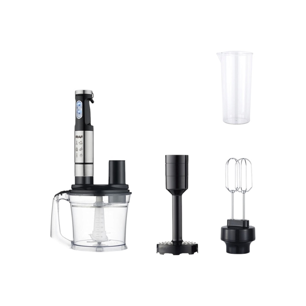 طقم خلاط يدوي راف 5 في 1 احترافي بقوة 1400 وات مع تحكم ذكي في السرعة موديل R.382 - متعدد الألوان