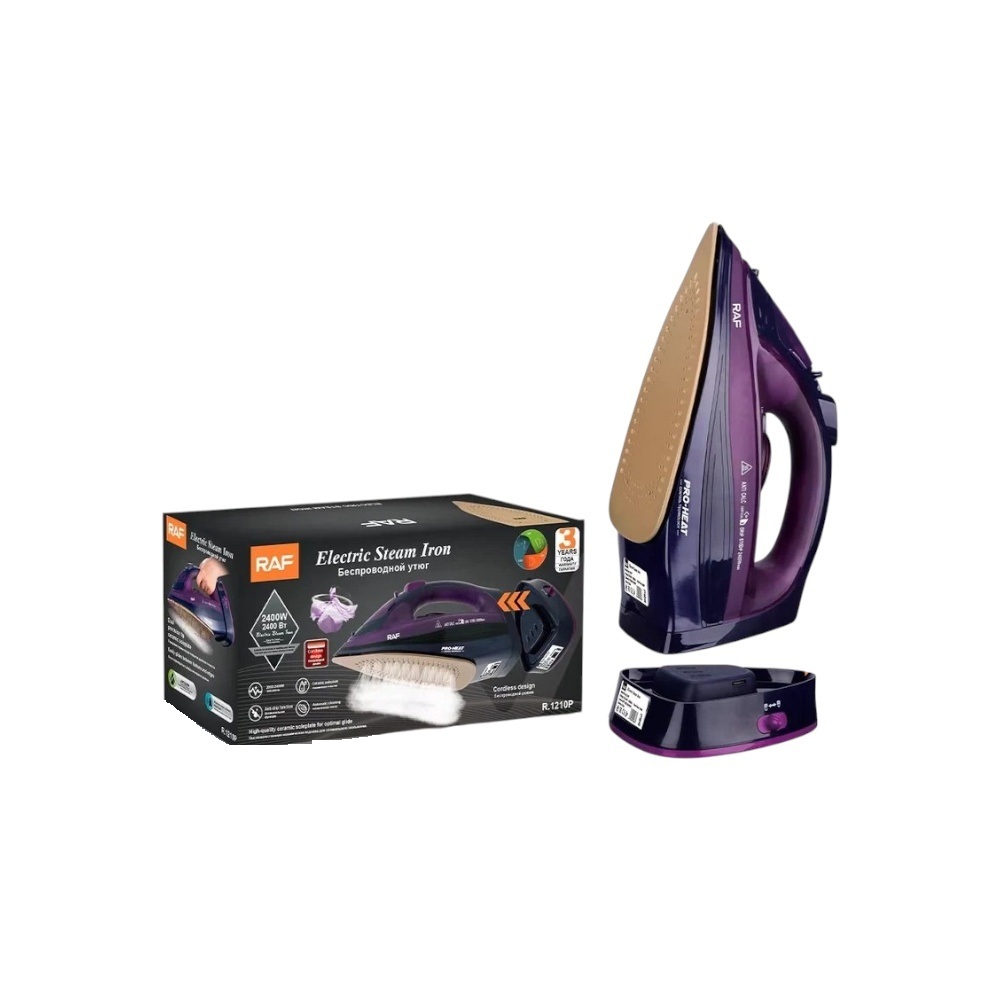 مكواة بخار لاسلكية راف بقاعدة سيراميك وقوة 2400 وات موديل R.1210P - متعدد الألوان