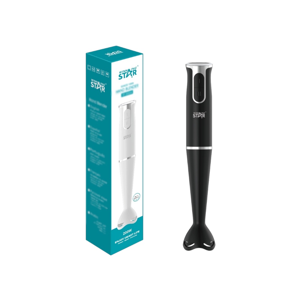 خلاط يدوي كهربائي محمول وينينج ستار بقوة 200 واط وسرعتين وشفرات ستانلس ستيل موديل ST-5554 - أسود