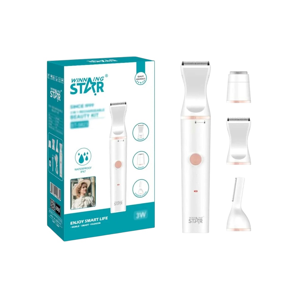 ماكينة حلاقة وتشذيب نسائية 3 في 1 وينينج ستار مقاومة للماء موديل ST-5823 - أبيض