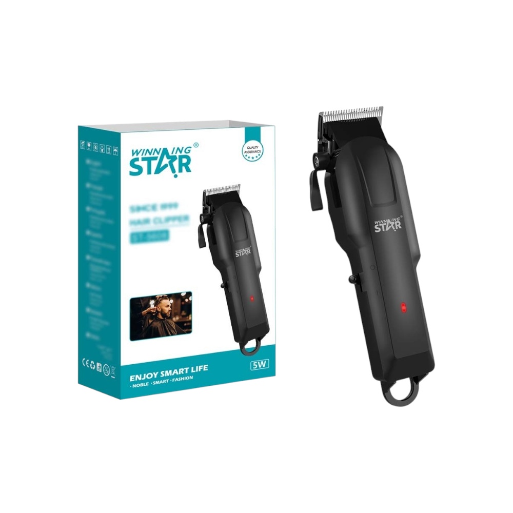 ماكينة حلاقة وتشذيب الشعر الاحترافية وينينج ستار بهيكل ألومنيوم وبطارية ليثيوم موديل ST-5608 - أسود