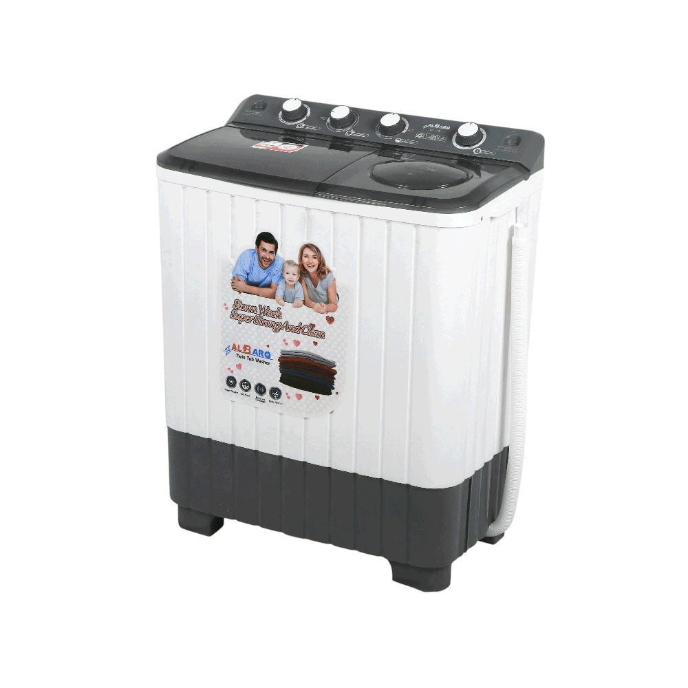 غسالة حوضين البرق نصف أوتوماتيك بسعة 9 كجم وقوة 140 وات موديل WS 9 KG - رمادي