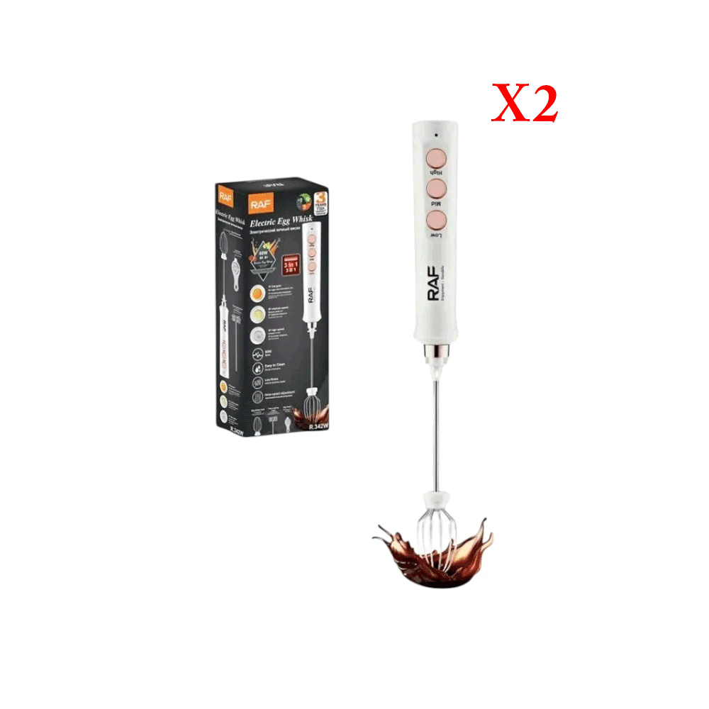 باكج مضرب خفق كهربائي راف 3*1 قوة 80 وات موديل R.342W - قطعتين