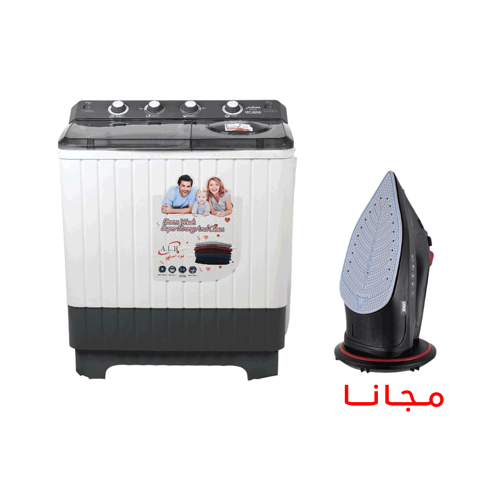 باكج غسالة البرق بسعة 105 كجم  قوة 300 وات موديل WS 105 KG + مكواة بخار قوة 2400 وات موديل ST-6133 مجاناً