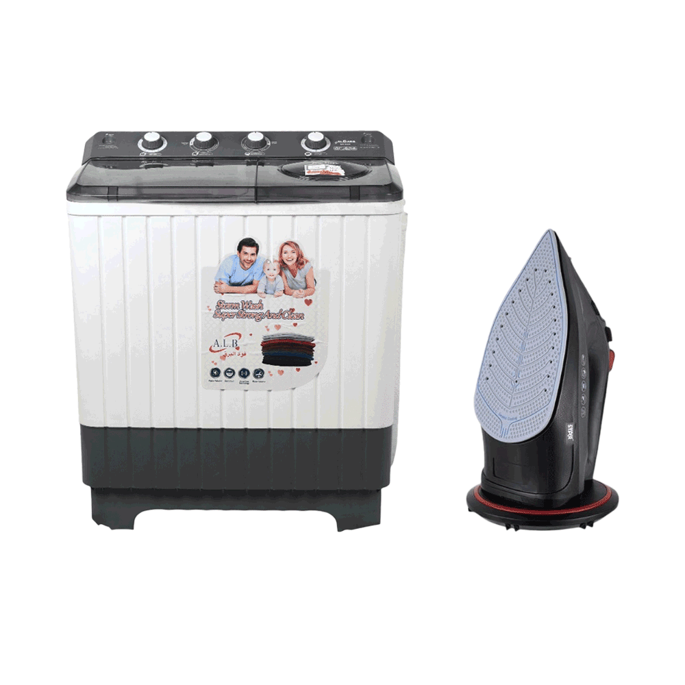 باكج غسالة البرق حوضين بسعة 10.5 كجم وقوة 300 وات موديل WS 10.5 + مكواة بخار وينينج ستار بقوة 2400 وات موديل ST-6133