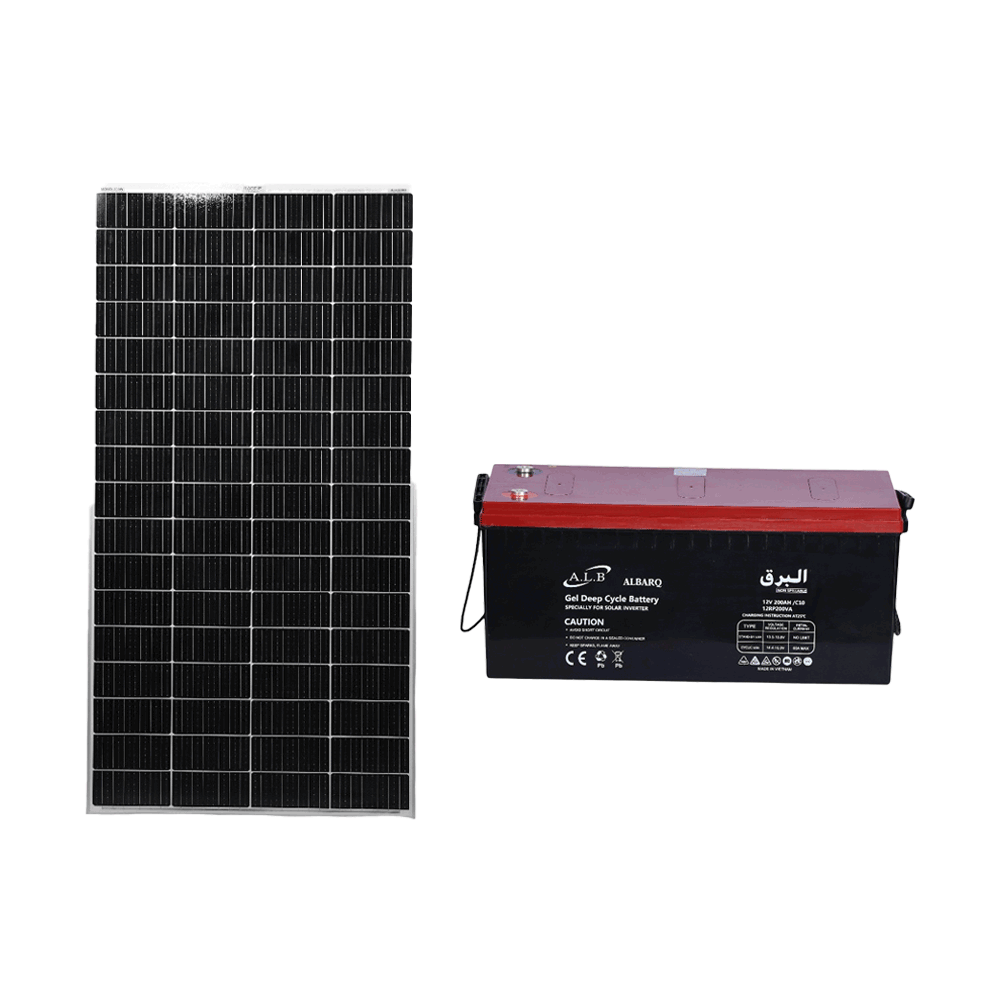 باكج لوح طاقة راجي بقدرة 200 وات موديل M-200W + بطارية جل بقدرة 200 أمبير موديل 12RP200VA