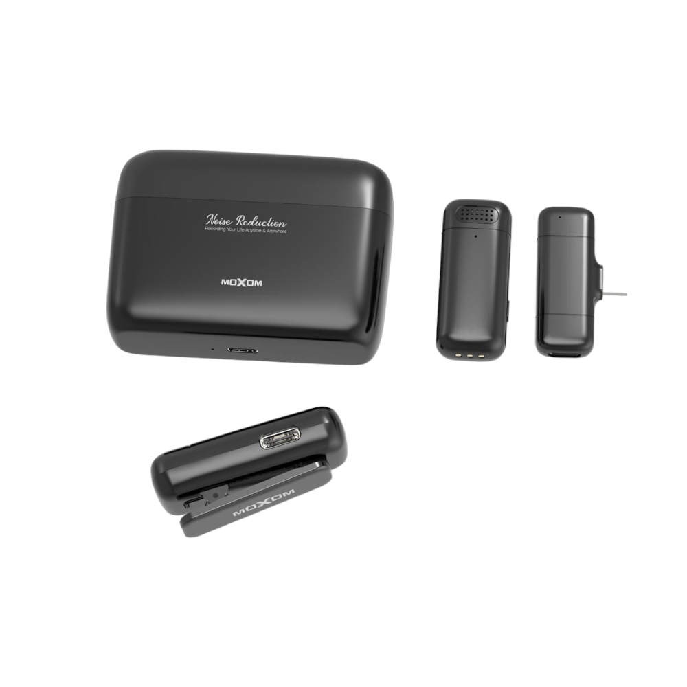 موكسوم مايك لاسلكي مزدوج مضاد للضوضاء ومتعدد الميزات بمنفذ Type-C موديل AX64 - أسود