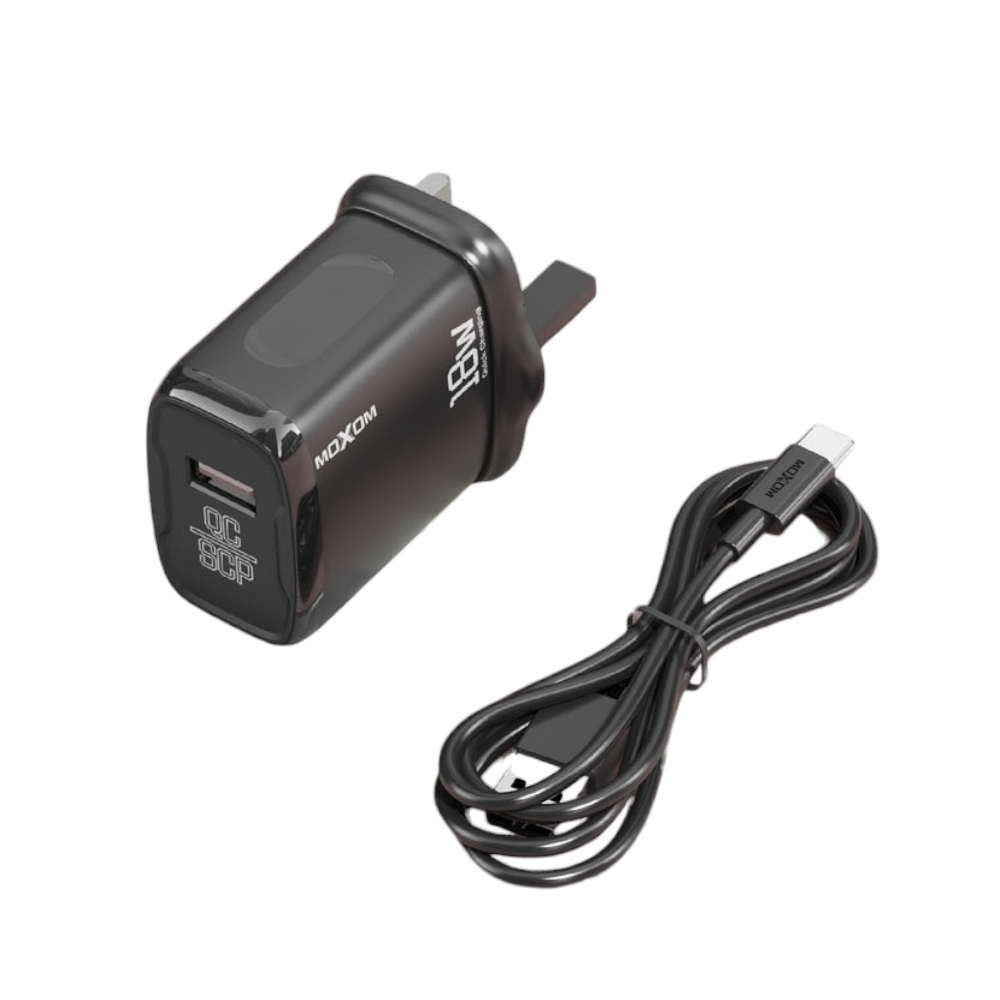 موكسوم رأس شاحن كهرباء بقوة 18 وات مع وصلة تايب سي موديل HC126 - أسود