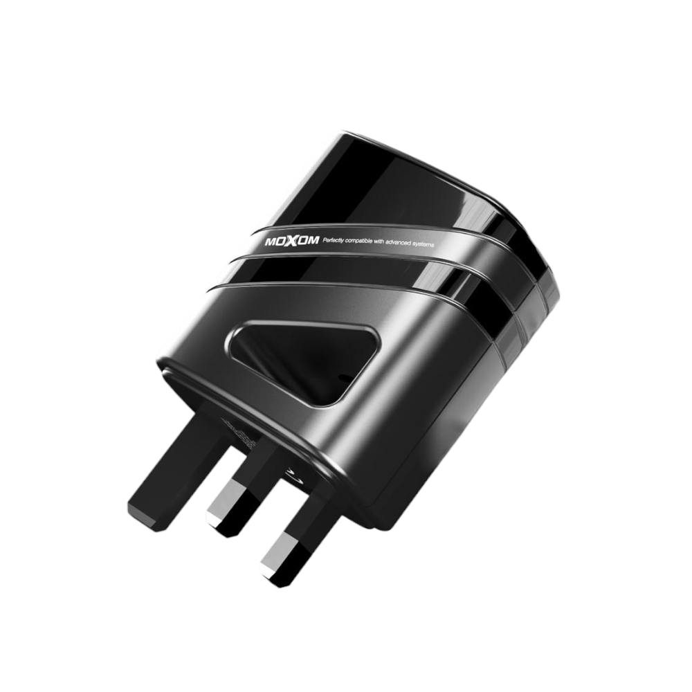 موكسوم رأس شاحن كهرباء بإضاءة مثلث مع وصلة شحن ميكرو موديل MX-HC59 - أسود
