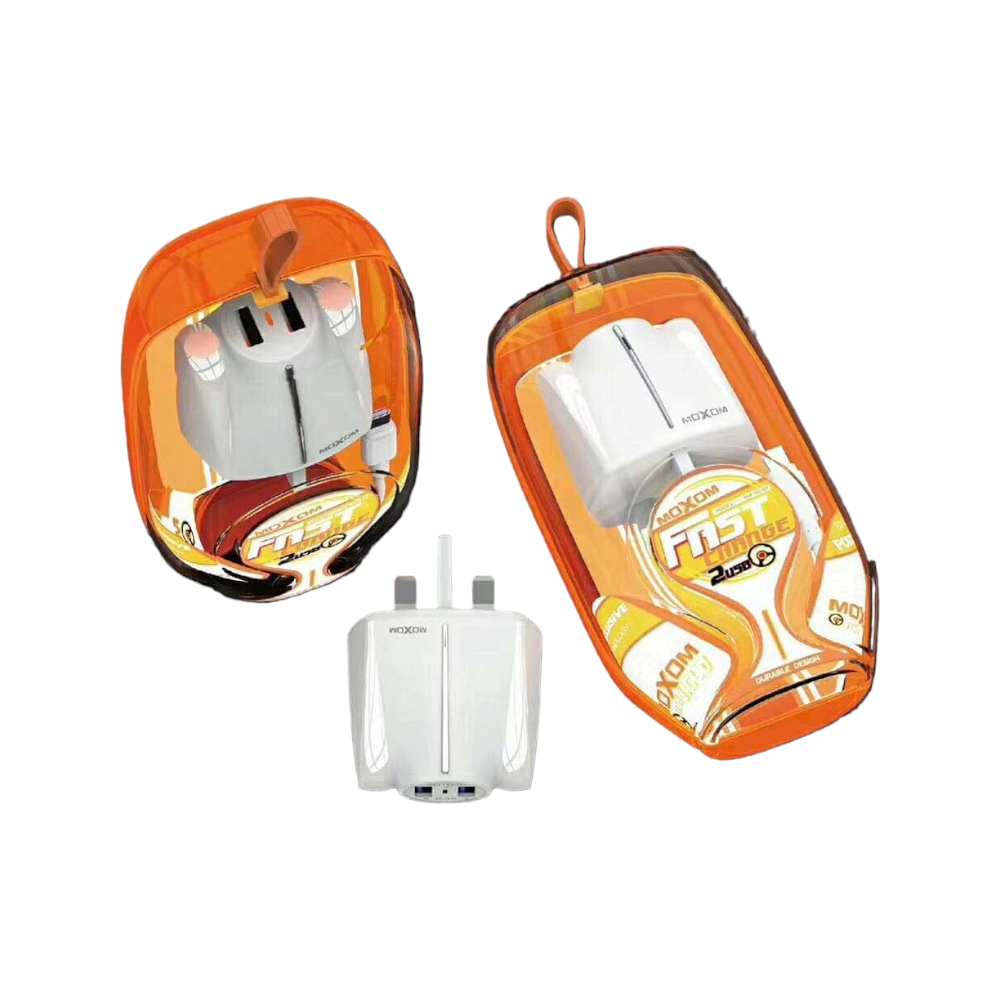 موكسوم رأس شاحن كهرباء بمنفذين مع وصلة شحن ميكرو موديل MX-HC40 - أبيض