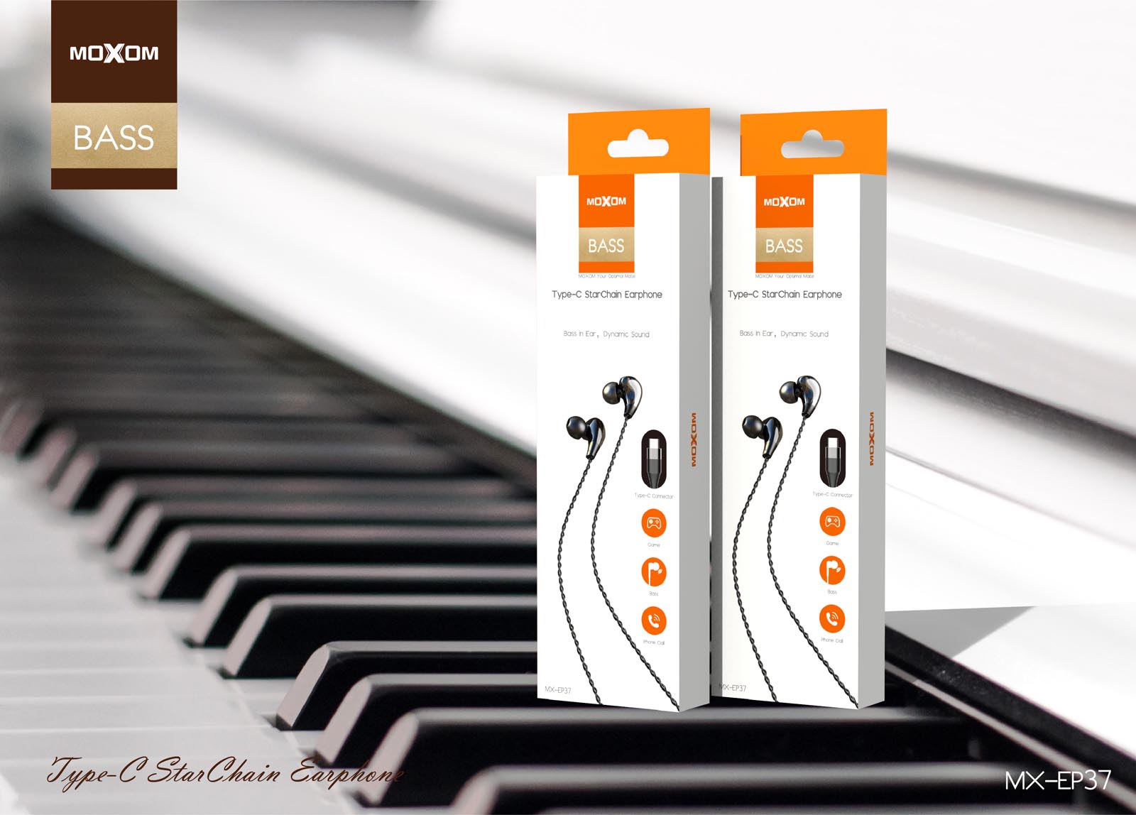 موكسوم سماعة أذن موديل MX-EP37 تايب سي ستيريو -اسود