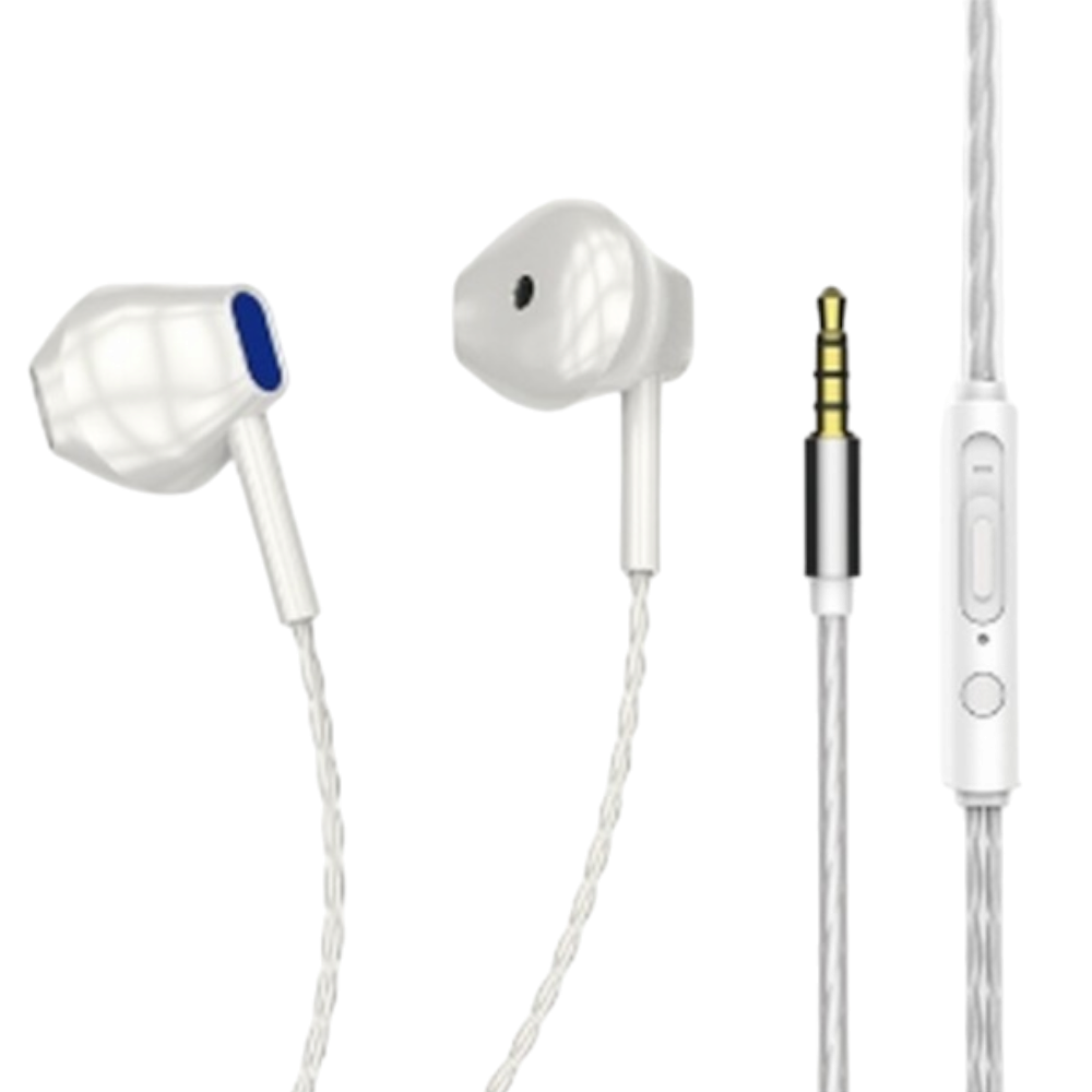موكسوم سماعة أذن موديل MX-EP12 إيربودز بصوت هاي فاي عالي الجودة بميكروفون مع ازرار تحكم - أبيض