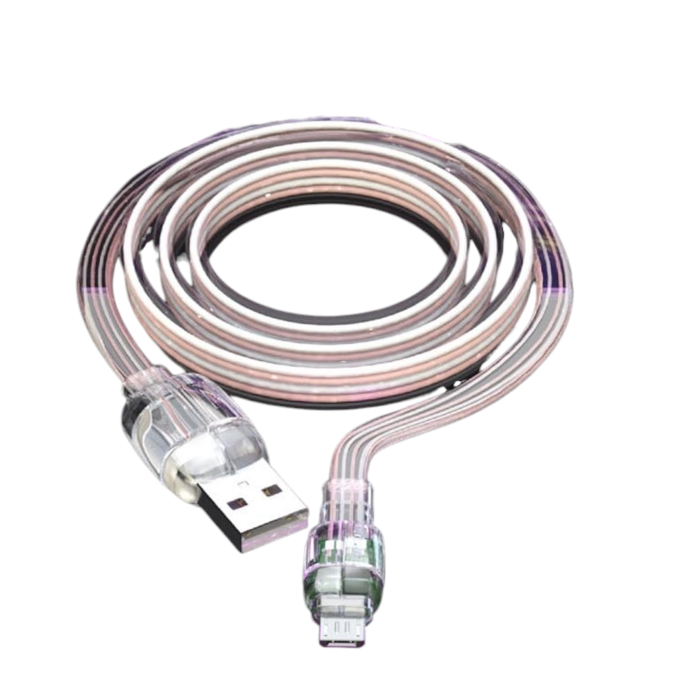 موكسوم وصلة شحن ونقل بيانات تايب سي 3 امبير QC3.0 شفافة بإضاءة ليد بطول 1 متر موديل CB86