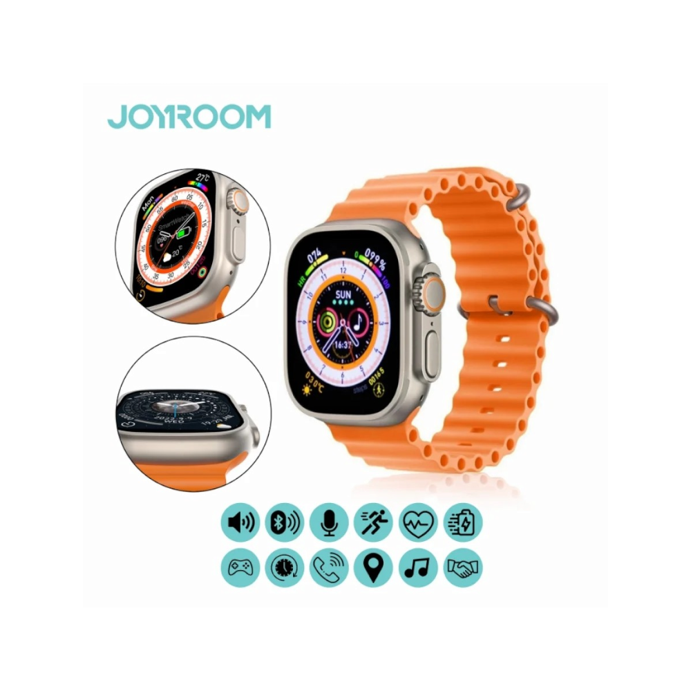 ساعة ذكية مع مكالمات بلوتوث بشاشة لمس 1.99 بوصة موديل JR-UFT01 - برتقالي