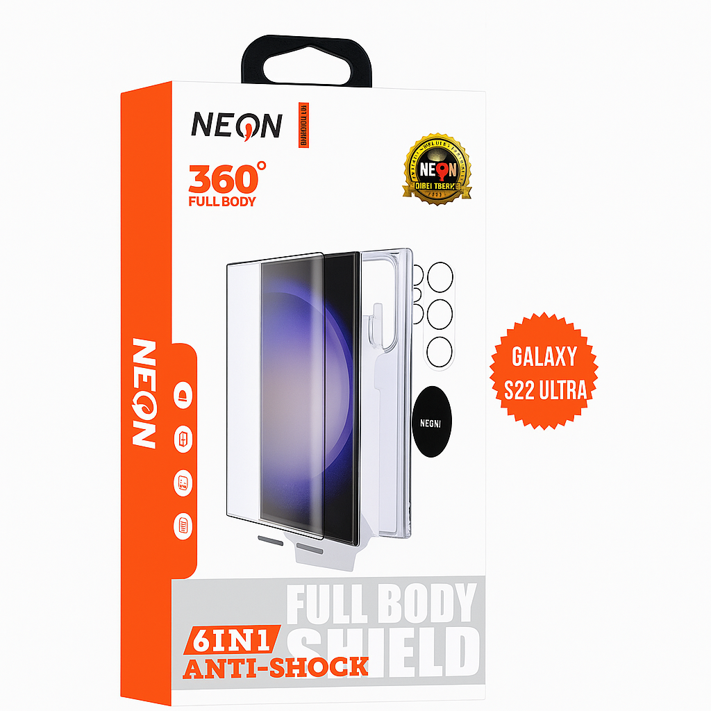 باكج حماية نيون متكامل ضد الكسر لجوال سامسونج جالكسي إس 22 آلترا - 6 قطع