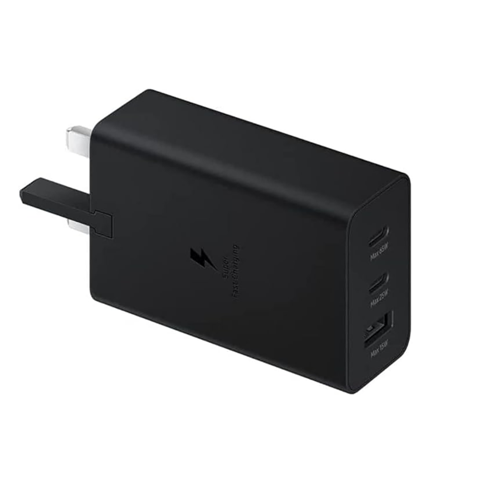 سامسونج راس شاحن ثلاثي المنافذ بقوة 65 وات - أسود