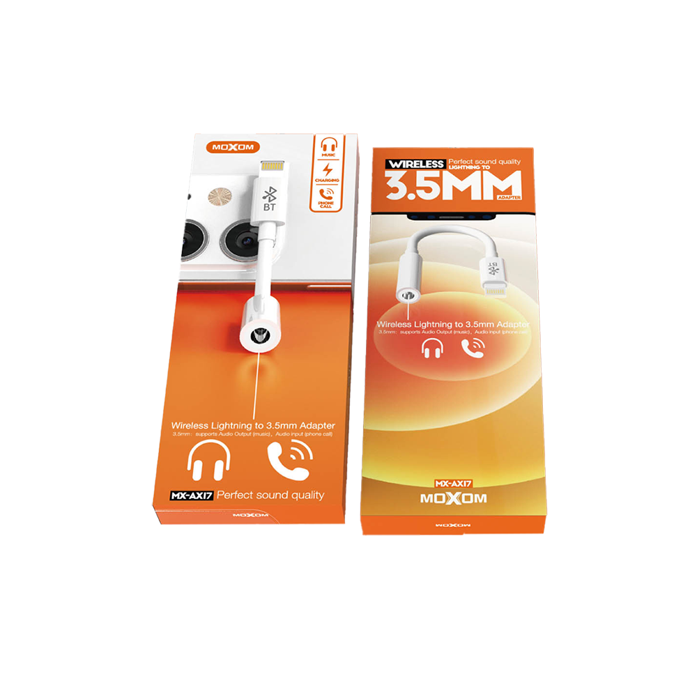 موكسوم وصلة تحويلة من أوكس إلى لايتنينج الى لاسلكي إلى 3.5 ملم موديل MX-AX17 - أبيض