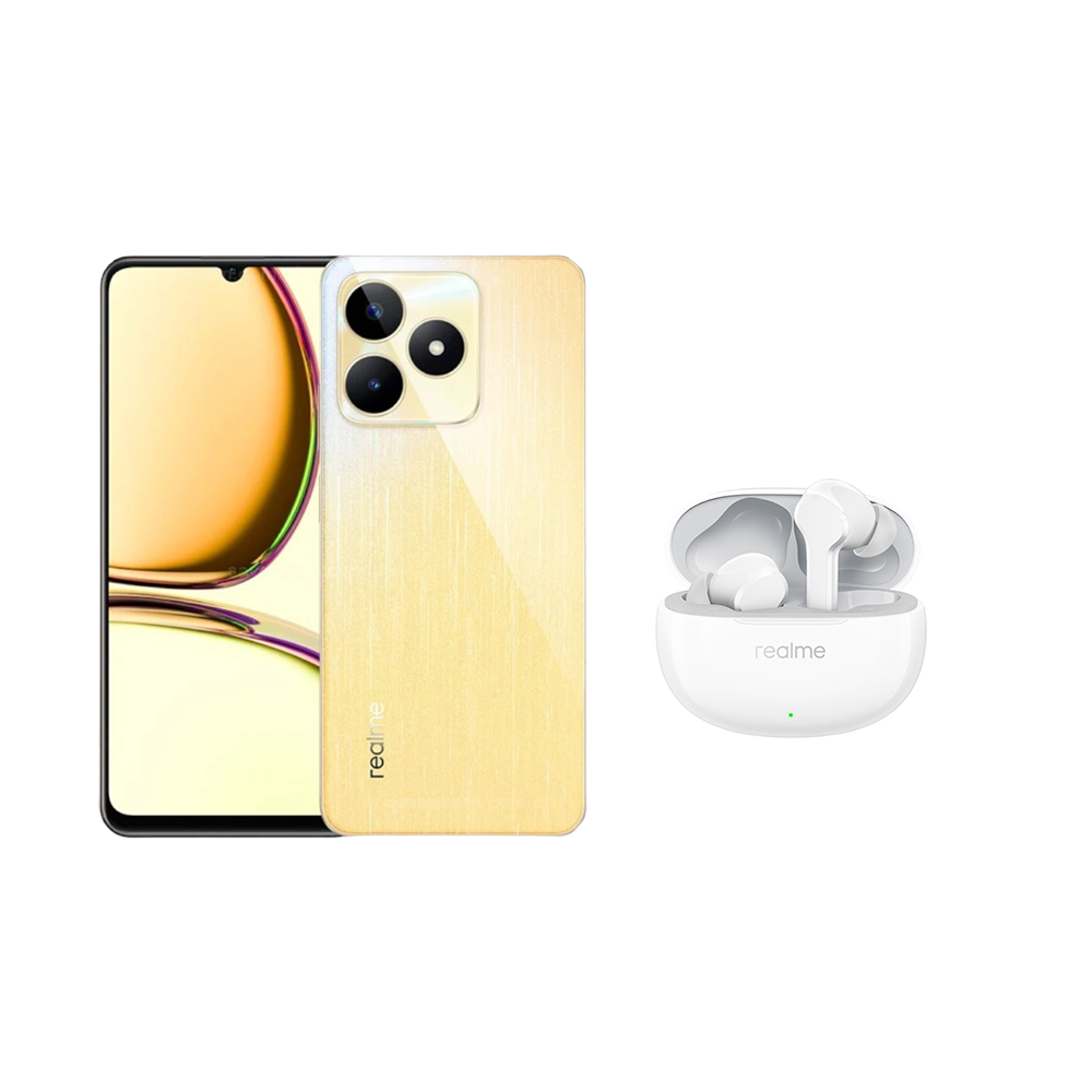 ريلمي C53 جوال محمول بشريحتين GSM و CDMA و ذاكرة داخلية 256 جيجا رام 8 جيجا - وكالة+ سماعات بودز T110 اللاسلكية بتقنية إزالة الضوضاء