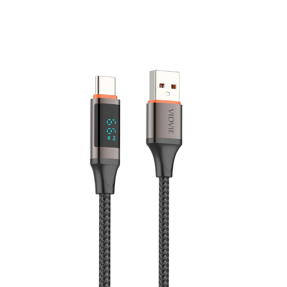 فيدفي وصلة شحن ونقل بيانات بقوة 66 وات تايب سي من النايلون بطول 1.2 متر موديل CB4036T - أسود