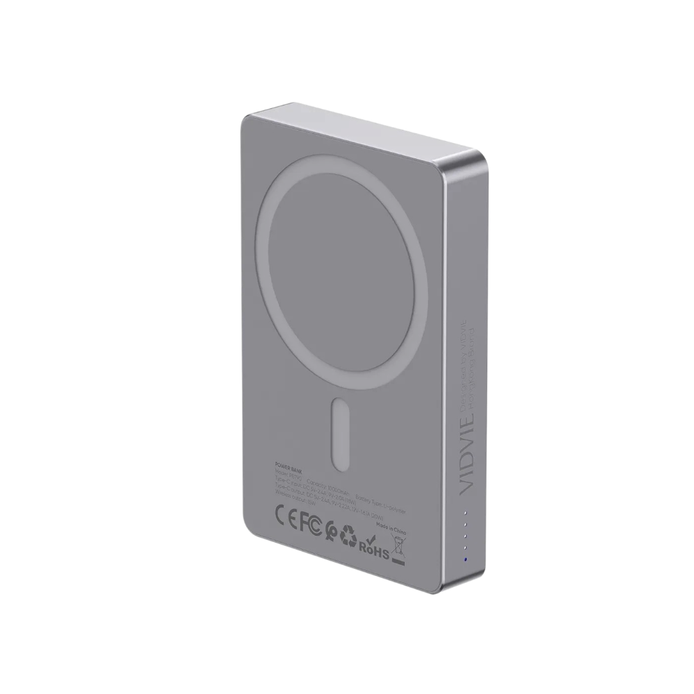 فيدفي باور بنك معدني سعة 10000 أمبير شحن مغناطيسي موديل PB790 - رمادي