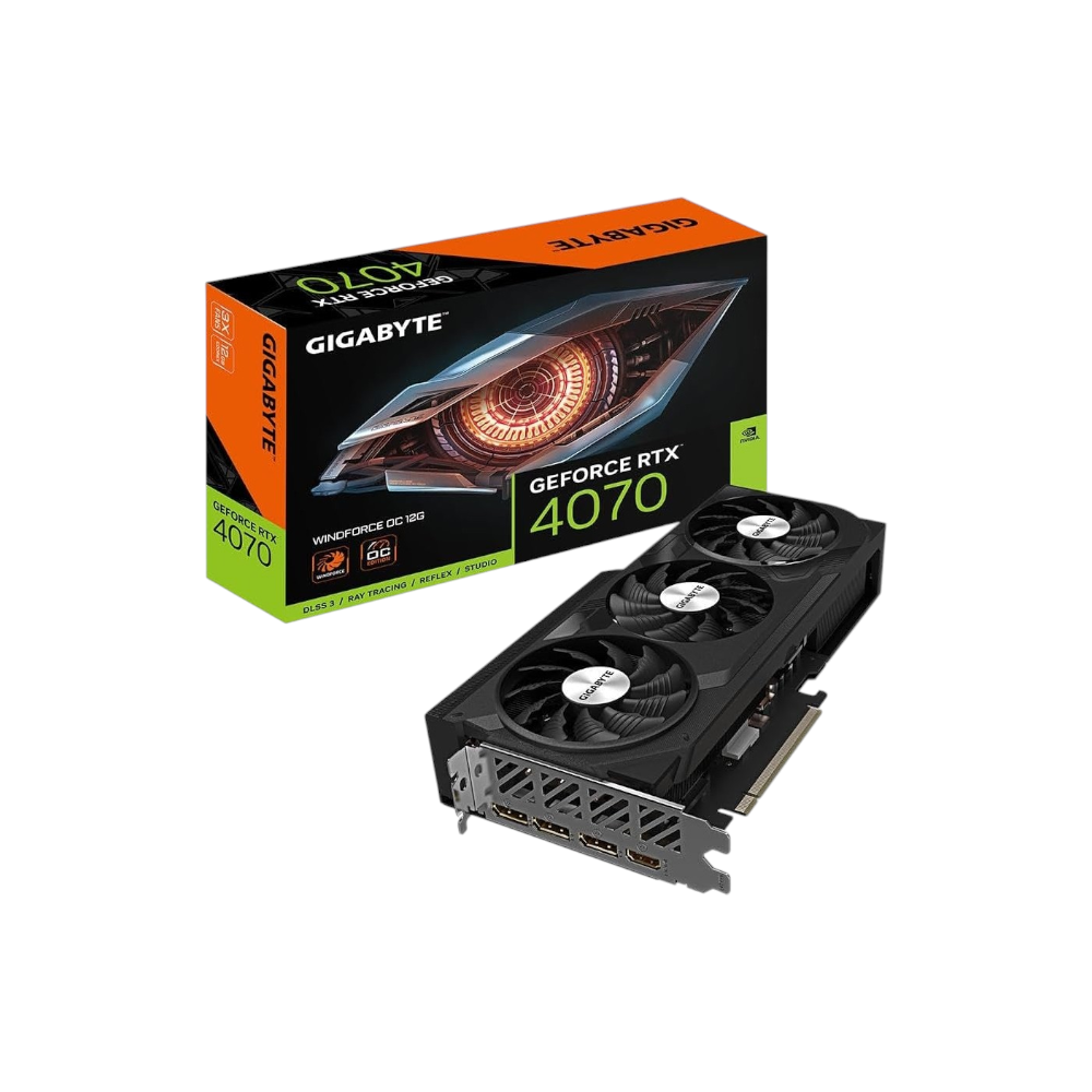 جيجا بايت RTX 4070 بطاقة رسوميات ويند فورس أو سي 12 جيجا بايت بثلاث مراوح - متعددة الألوان