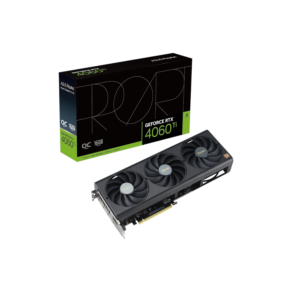 آسوس برو آرت RTX 4060 Ti بطاقة رسوميات 16 جيجا بايت بثلاث مراوح - أسود