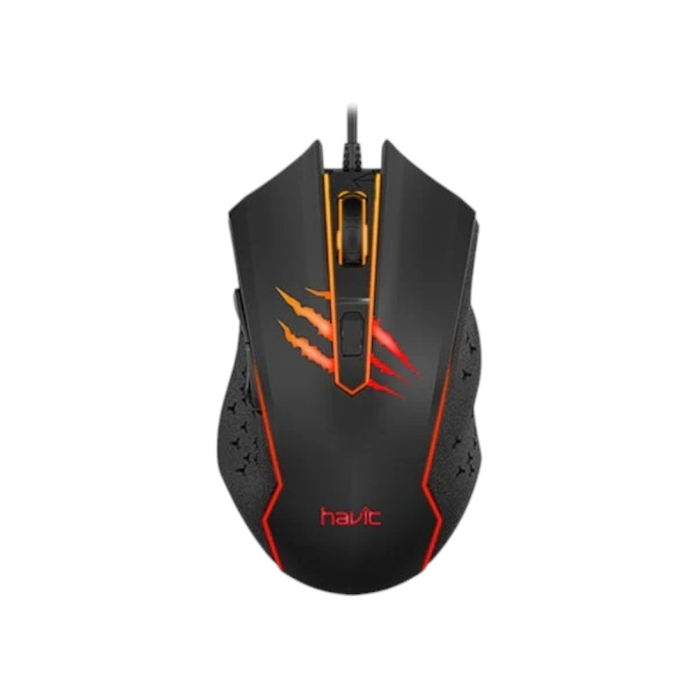 هافيت ماوس ألعاب جيم نوت ضوئي موديل MS1027 - أسود