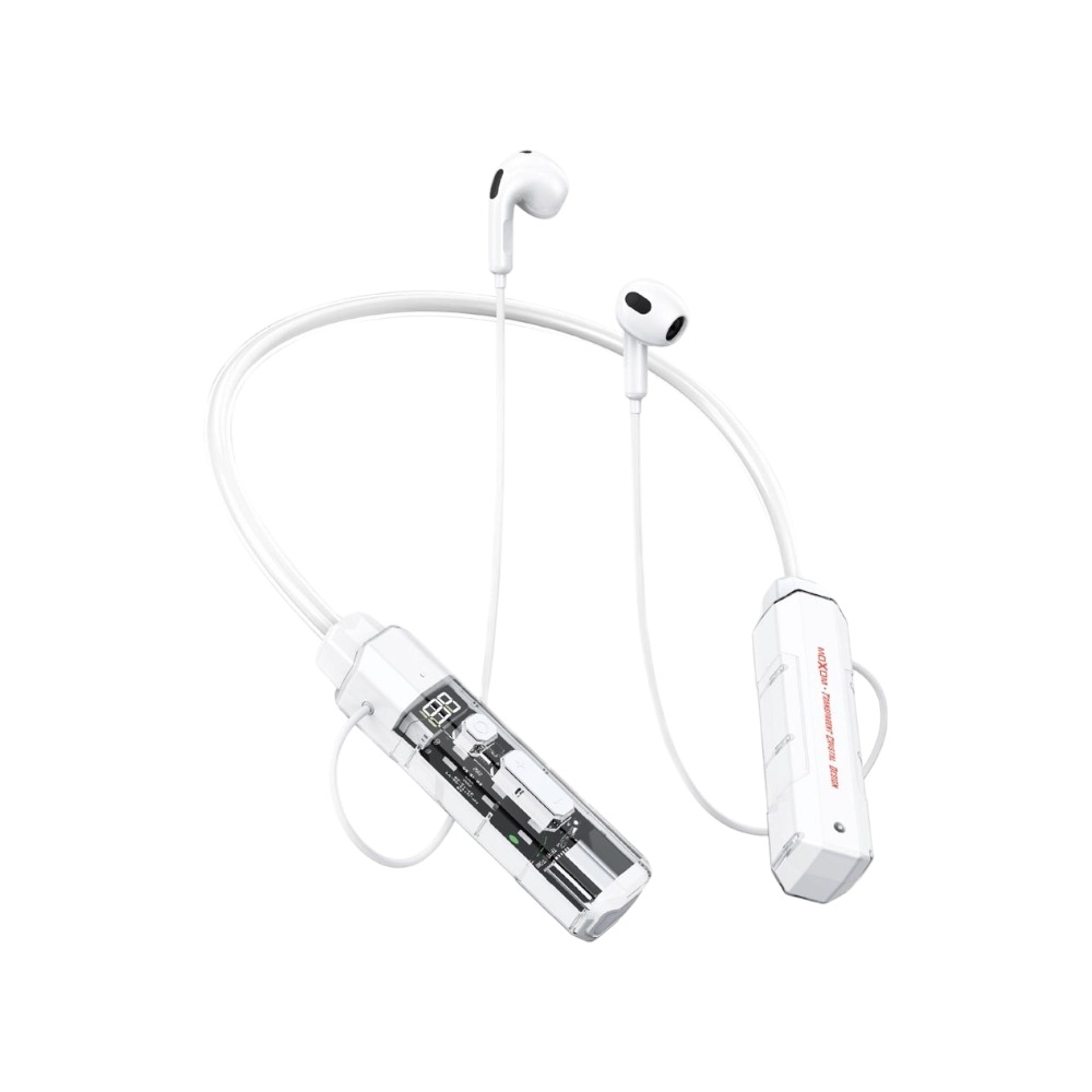 موكسوم سماعات بلوتوث حول الرقبة بشاشة رقمية موديل MX-WL81 - أبيض