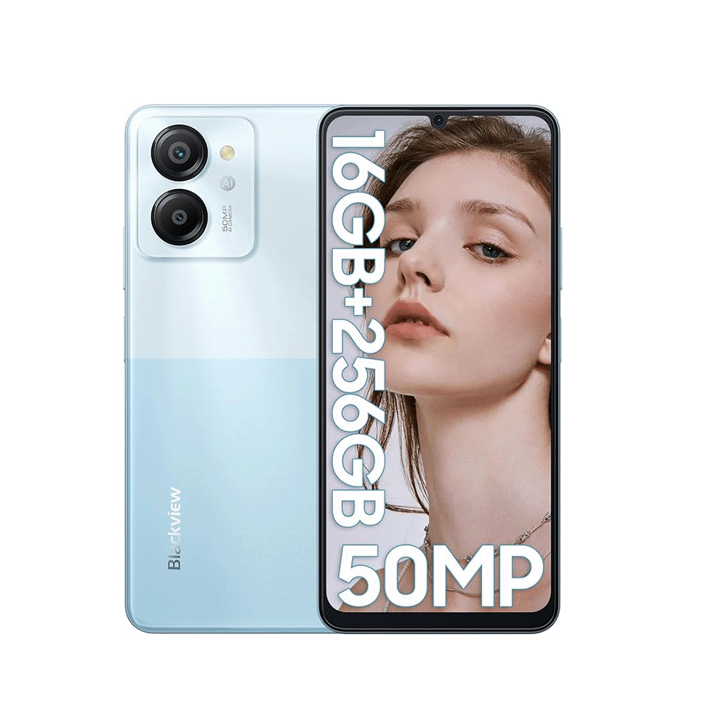 بلاك فيو كولر 8 جوال شريحتين بذاكرة 256 جيجابايت، رام 16 جيجابايت - أزرق فاتح