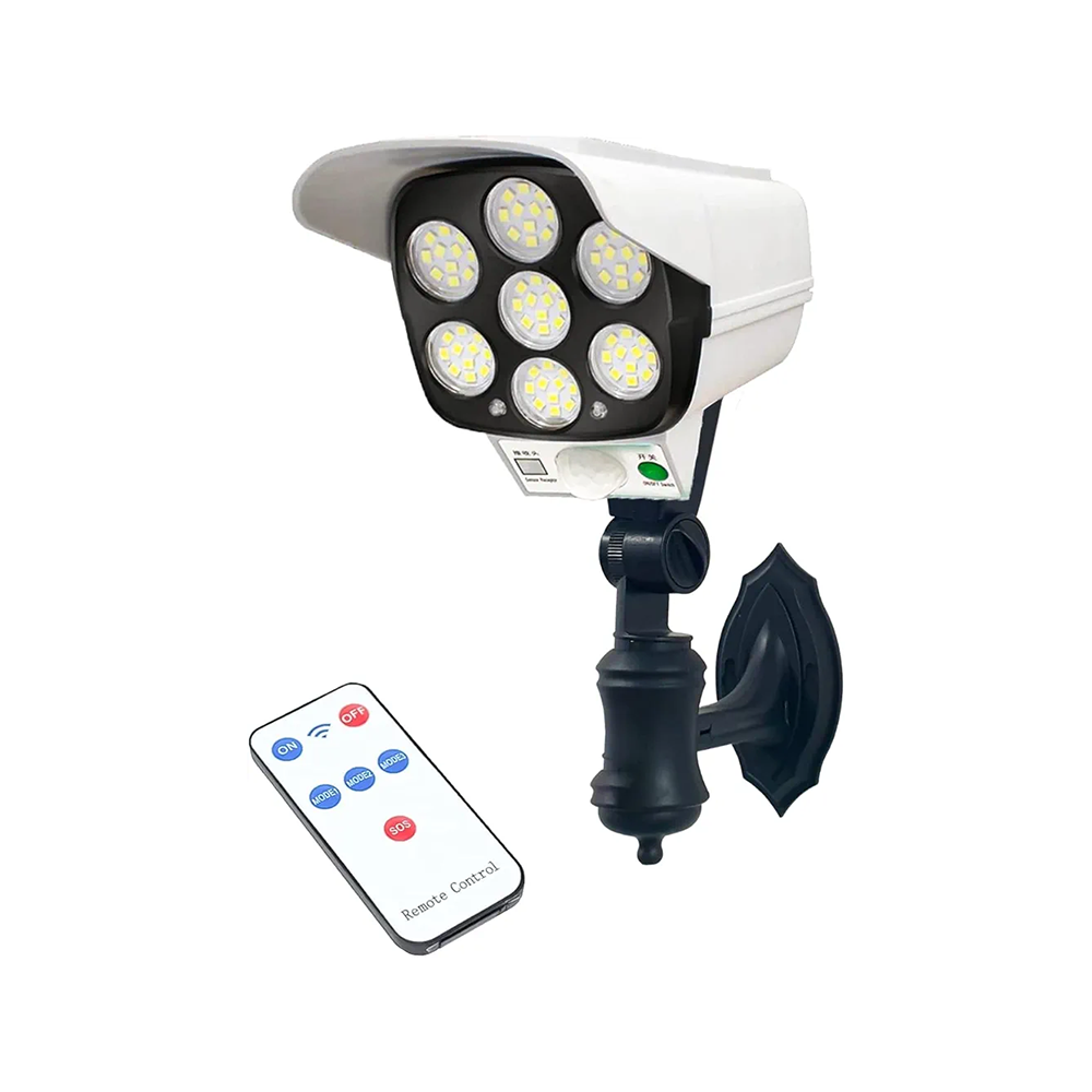 ماجيك سيليكت مصباح حائط شمسي على شكل كاميرا أمان بمستشعر حركة و جهاز تحكم عن بُعد موديل 2178T - أبيض