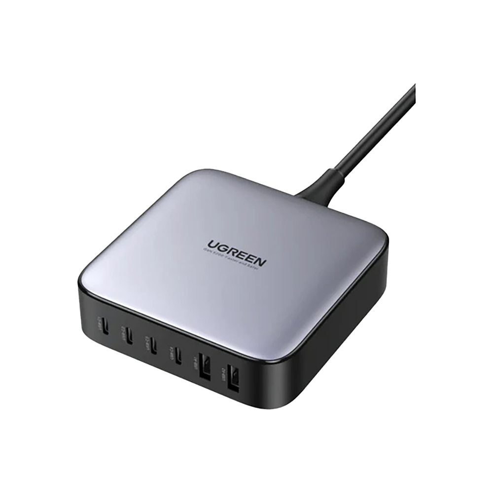 يوجرين شاحن مكتبي بتقنية GaN قوة 200 وات و 6 منافذ موديل CD271 - رمادي