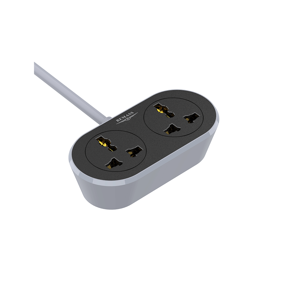 بيماس توصيلة كهرباء عالمية بمقبسين بطول 5 أمتار - رمادي