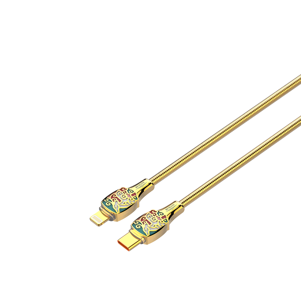 بيماس كابل شحن تايب سي إلى لايتننج ذهبية مزخرفة بقوة 60 وات - متعدد الألوان
