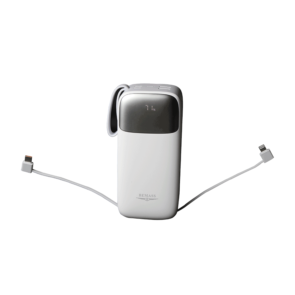 بيماس باور بانك بتقنية QC3.0 سعة 30000 مللي امبير وقوة 20 وات - أبيض