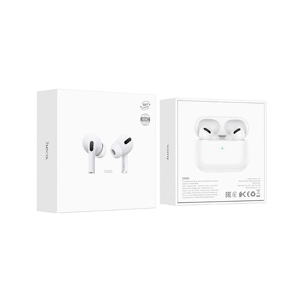 هوكو سماعة أذن لاسلكية بخاصية إلغاء الضوضاء النشط موديل EW05 - أبيض