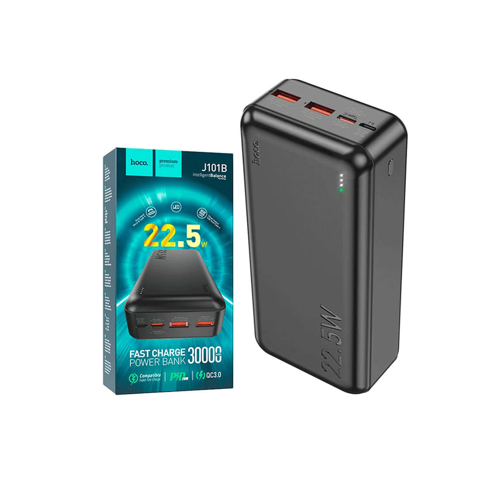 هوكو باور بانك بسعة 30000 مللي امبير موديل J101B - أبيض