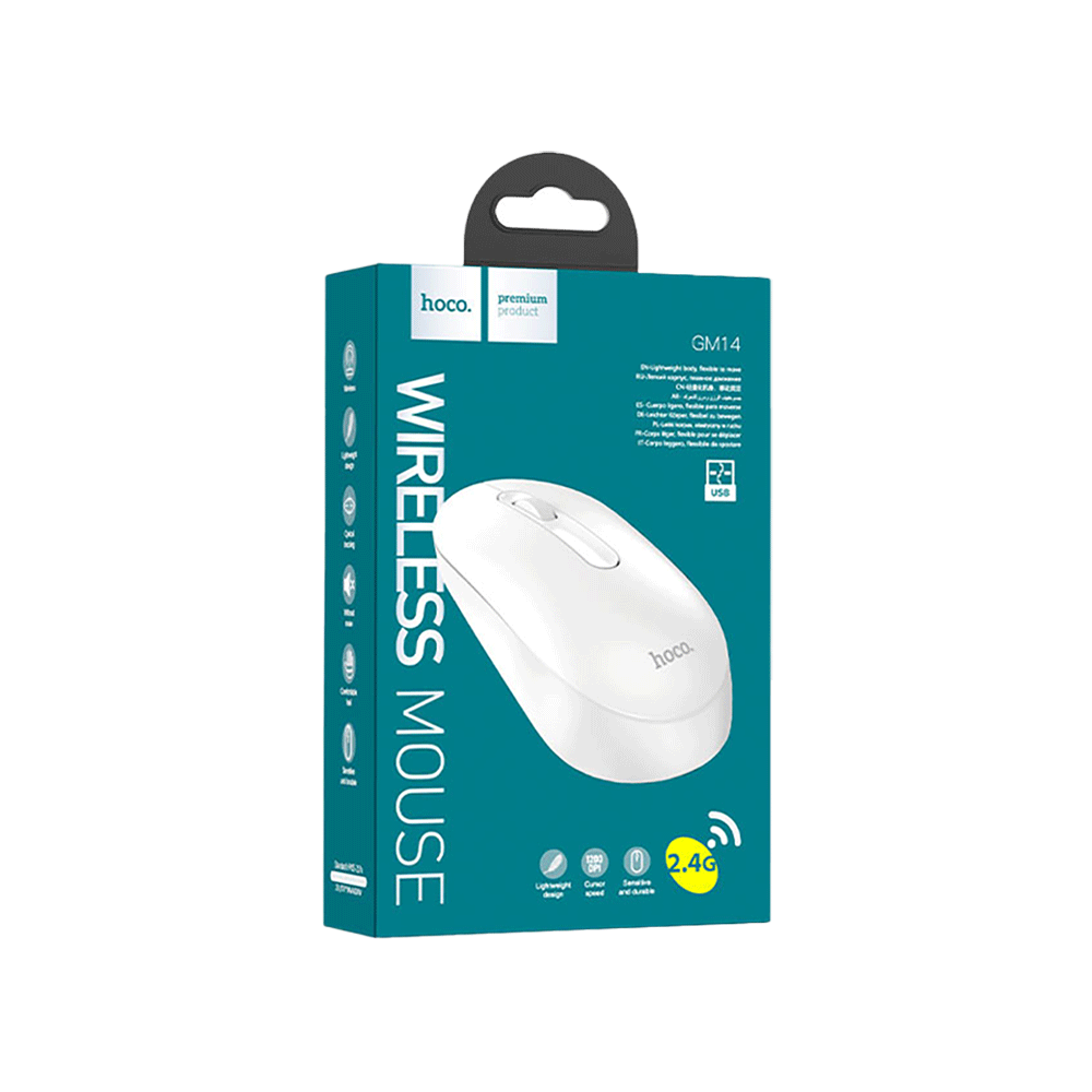 هوكو ماوس لاسلكي موديل GM14 - رمادي